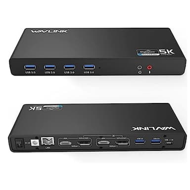 WAVLINK Pro Dual 4K@60Hz Universal Docking Station | USB 3.0/USB-C Laptop Dock for Mac (M1-M5, Neo) & Windows | 2 HDMI/DP, Gigabit Ethernet, USB 3.0 | Home Office & Multi-Screen Productivity.