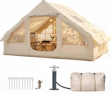 Aoxun Inflatable Camping Tent for 4-8 Person, Instant Setup Family Size Tent, Waterproof Windproof Outdoor Shelter with UV Protection, Lightweight Portable for Camping, Beach, Festivals