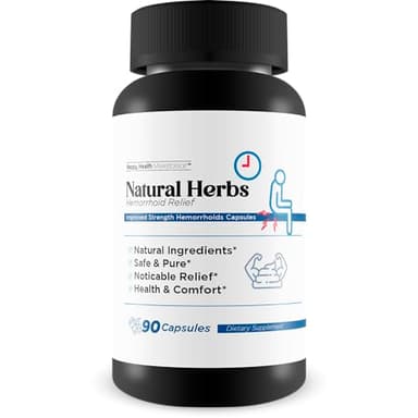 Natural Herbs Hemorrhoids Capsules - Our Best Hemorrhoid Relief Supplement - Premium Natural Herbs Strength Hemorrhoids Capsules - Hemorrhoids Natural Herbs Hemorrhoid Treatment Hemorrhoids Treatment