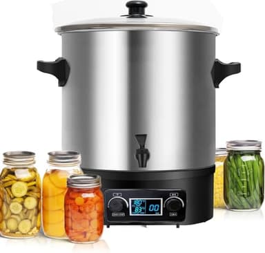 24.5QT Premium Stainless Steel Electric Water Bath Canner - Large-Capacity Digital Electric Canner with LCD Display, Adjustable Temp 86-212°F & Timer for Canning, Making Jams, Sauces, Pickles, Soups