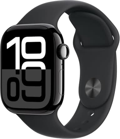 Apple Watch Series 10 [GPS, 46mm] - Jet Black Aluminum Case with Black Sport Band, M/L (Renewed)