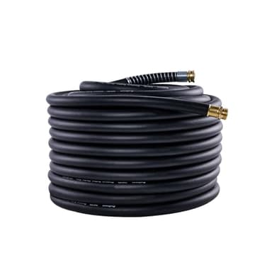 Guitrees Garden Hose 150FT x 3/4”, Heavy Duty Rubber Hose, Water Hose with Five Layered Braiding, Male Female Fittings, 1000PSI Burst, 300PSI Working (Black)