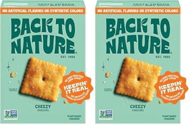 Back to Nature Cheese Flavored Crackers - Non-GMO, Made with Wheat Flour, Vegan, Delicious Snacks, Cheezy Square, 5 Ounce (Pack of 2)