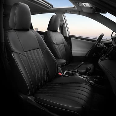 FEINEPRO RAV4 Seat Covers for Toyota RAV 4 2013 2014 2015 2016 2017 2018 Gas XLE SE Limited Platinum Adventure (not for LE & Hybrid) Faux Leather Car Seat Covers Full Set - Black