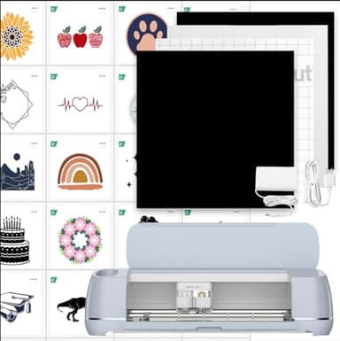 Cricut Maker 3 & Digital Content Library Bundle - Includes 30 Images in Design Space App - Smart Cutting Machine, 2X Faster & 10X Cutting Force, Cuts 300+ Materials, Blue, Leather,Vinyl