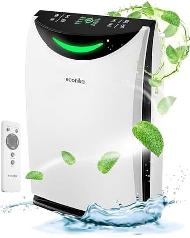 Econika Air Purifier and Humidifier Combo – HEPA Air Purifier with UV Light, Quiet for Bedroom and Living Room – Whole House Large Room Cleaner