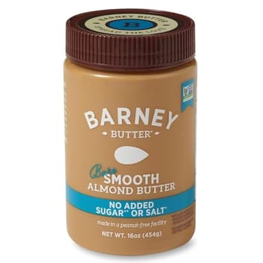 Barney Butter Almond Butter, Bare Smooth, 16 Ounce Jar, No Added Sugar or Salt, Skin-Free Almonds, No Stir, Non-GMO, Gluten Free, Keto, Paleo, Vegan