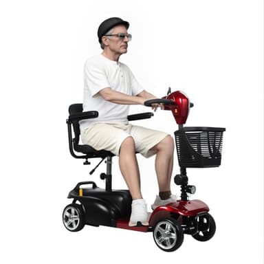 4 Wheel Mobility Scooter for Adults & Seniors - Upgraded Heavy Duty Electric Scooter with Extended Long Range Battery Foldable Portable Design for Travel Includes Charger & Basket US