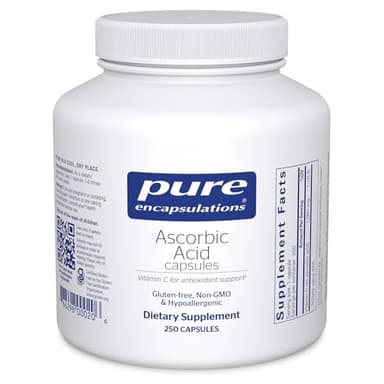 Pure Encapsulations Ascorbic Acid Capsules - 1,000 mg Vitamin C - Antioxidant & Immune Support* - High-Potency Vitamin C - Vegan & Non-GMO - 250 Capsules