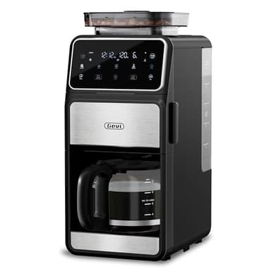 Gevi 10 Cup Drip Coffee Maker with Built-in Grinder, Grind ＆ Brew Burr Combo Coffee Machine with Touch Screen, Programmable, 4-Hour Warm Plate, Permanent Filter, Coffee Carafe