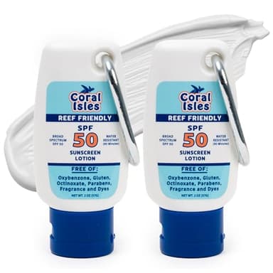 Coral Isles Hawaii Compliant Sunscreen | SPF 50 | Broad Spectrum UVA/UVB | No Oxybenzone or Octinoxate | 2 Fl Oz Each (2-pack)