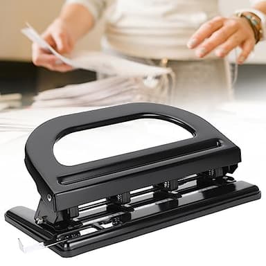 Hapivida 4 Hole Paper Punch, Heavy Duty Adjustable Manual Hole Puncher with Built-in Ruler for 30 Sheets, Iron 4 Hole Punch Tool for School Office Binder Documents