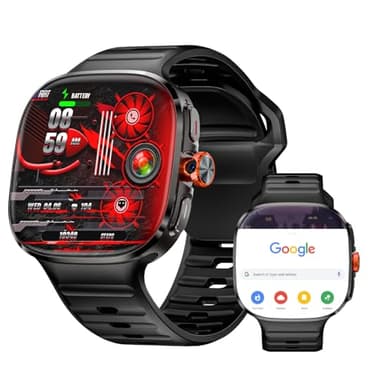 LOKMAT 4G SIM Card Android Smart Watch, 2.16'' AMOLED Large Screen 3GB+32GB Smartwatch for Men Women with Rotating Camera WiFi GPS, 1150mAh Fitness Activity Tracker Watch (Black)