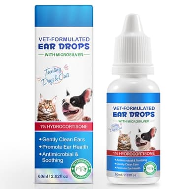 Cat&Dog Ear Infection Treatment Drops - Dog Ear Infections with 1% Hydrocortisone - Dog Ear Infection Treatment, Antiseptic Ear Cleaner for Cat & Dog Ear Cleaning Solution 2fl oz