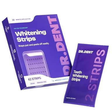 DRDENT Purple Teeth Whitening Strips 21 Treatments - Safe for Enamel - Non Sensitive Teeth Whitening - Whitening Without Any Harm - Pack of 42 Strips + Mouth Opener Included