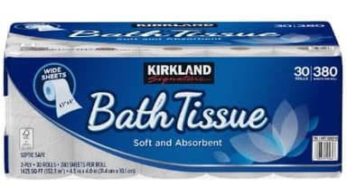 Generic BLUE RIBBON Kirkland Signature 2-Ply Bath Tissue, 30 Rolls 380 Sheets Per Roll