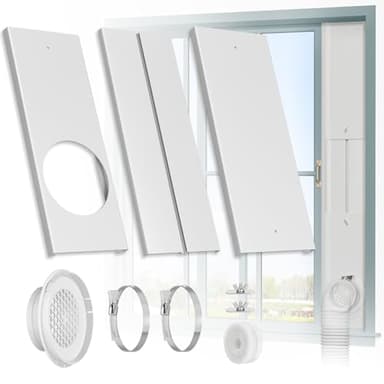 HOXHA Window Duct Kit Dryer Window Vent Kit for 4” Ducting Dryer Vent Hose, Sliding Window Vent Kit Fit with Dryer, Inline Duct Fans, Grow Tents