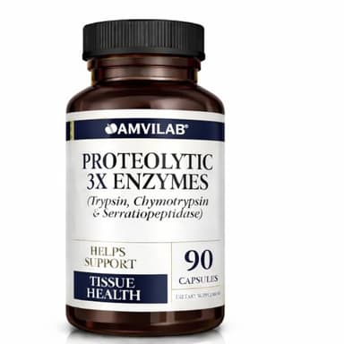 AMVILAB Proteolytic Enzymes 3X with Serrapeptase,Trypsin & Chymotrypsin | Reduces Edema & Irritation from Tissue Injury -Supports Body Wellness & Recovery- Digestive Supplement - 90 Capsules