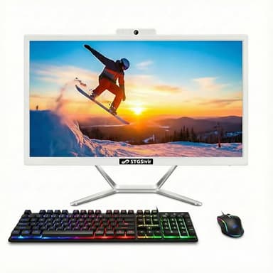 STGSivir All in One Desktop Computer, 22-inch Display, Intel Core i5 up to 3.6GHz, 16GB RAM, 512GB SSD, WiFi 5, Bluetooth, RGB Keyboard & Mouse, Webcam, Windows 11 Home
