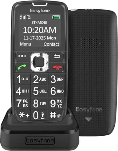 Easyfone Prime-A6 Unlocked 4G Feature Cell Phone, Easy-to-Use Big Button Simple Basic Dumb Mobile Phone for Seniors & Digital Detox with FM Radio, Flashlight, SOS Button and Bluetooth, FCC Certified