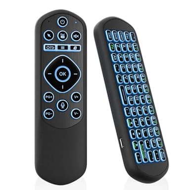 iPazzPort Air Mouse Remote with Keyboard, 2.4G Wireless & Bluetooth Backlit Controller, 7-Color LED, Rechargeable Type-C, IR Learning for Smart TV, Android Box, PC, HTPC