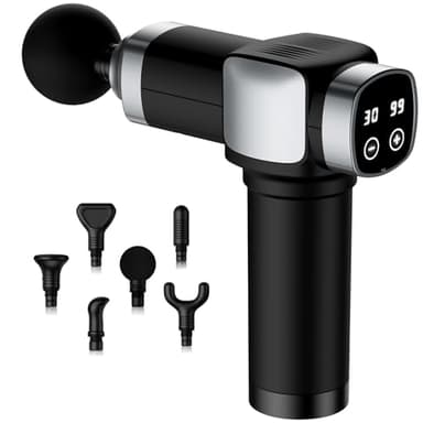 CAMEFER Deep Tissue Massage Gun, Portable Percussion Muscle Massager with 30 Speeds & 6 Attachments, Handheld Electric Back & Neck Massager for Pain Relief