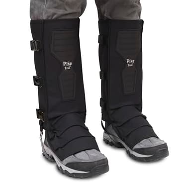 Pike Trail Snake Gaiters Leg Guards - Waterproof, Durable - Adjustable Size for Men & Women - Protection from Snake Bites - Hiking Essentials Ideal for Trekking, Hunting & Fishing - Black - 1 Pair