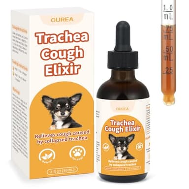 Collapsed Trachea Treatment for Dogs, Dog Cough Treatment, Trachea Cough Elixir, Natural Herbs Help Dogs Breathe Smoothly and Support Tracheal & Respiratory Health - 59mL