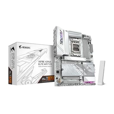 GIGABYTE X870E AORUS Elite WIFI7 ICE AMD AM5 LGA 1718 Motherboard, ATX, DDR5, 4X M.2, PCIe 5.0, USB4, WIFI7, 2.5GbE LAN, EZ-Latch, 5-Year Warranty