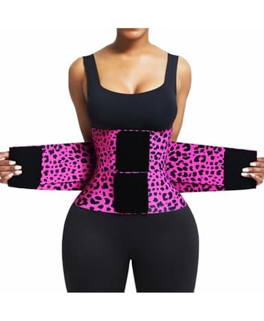 FeelinGirl Corset Perspiring Workout Waist Trainer Corset Trimmer Belt for Women Belly Band Body Shaper Rose Leopard M