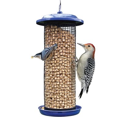 Nature's Way Cobalt Metal Mesh Mixed Seed and Peanut Bird Feeder for Wild Birds and Outdoor Décor, 2 Quart Capacity, Easy to Clean and Fill with Easy-Cling Mesh, Blue