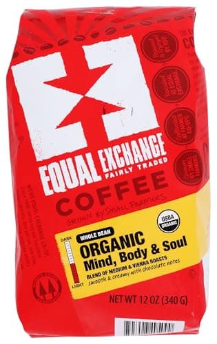 Equal Exchange Organic Whole Bean Coffee, Mind Body Soul, 12-Ounce Bag