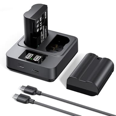 llano 2-Pack EN-EL15C Batteries & 20W Fast Charger Set for Nikon Z8, Zf, Z6III, Z7II, Z6II, D850, D780, D7500, D500 Cameras – Real Capacity Rechargeable Battery Kit