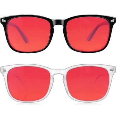 Vbewo 2 Packs Professional Sleep Glasses with 99.9% Blue Light Blocking Dual AR Coatings Red Lens, Computer Gaming Glasses for Men Women, Anti Fatigue & Eye Strain