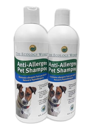 Anti-Allergen Pet Shampoo -Dog & Cat Dander Remover. Gentle Formula for Dry Sensitive Skin; Allergy Relief, The Ecology Works (32 Oz)