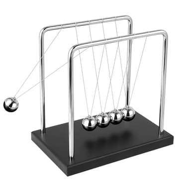WXBRMCRY Fun Science Physics Toys Black Large Newton's Cradle Pendulum Balance Balls 5 Beads Perpetual Motion Desk Toy Wooden Base Balance Balls for Office and Desk Decorations