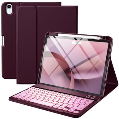Harvopu Compatible for iPad Air 11 Inch/Air 5th 4th Generation Case with Keyboard - Folio Keyboard Cover with Pencil Holder for iPad Air 11-inch M3/M2 (2025/2024), Air 5/Air 4 (Mulberry)