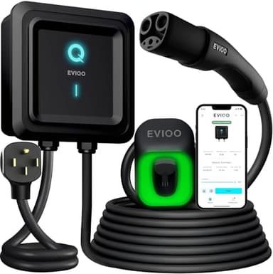 EVIQO NACS Charger for Tesla 40 Amp 240V Plug-in Level 2 EV Charger w NEMA 14-50 Plug, Wall EV Charger Level 2, 25ft Cable, WiFi (2.4 GHz) Smart App Weatherproof Outdoor (IP66,NEMA 4) UL ETL Certified