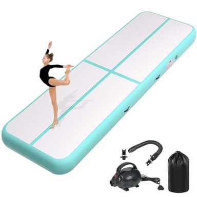 KIKILIVE Inflatable Air Gymnastics Tumbling Mat 10ft, Air Tumble Track Mat 4 inches Thickness with Electric Air Pump for Home Use Outdoor Training Cheerleading Yoga Water Beach Park