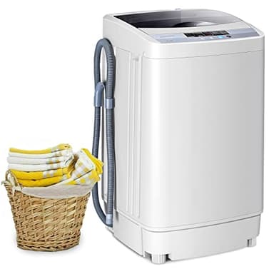 COSTWAY Portable Washing Machine, 12 Lbs Capacity Full-automatic Washer with 10 Wash Programs, LED Display, 8 Water Levels, Compact Laundry Washer and Dryer Combo for Home, Apartment, Dorm, RVs
