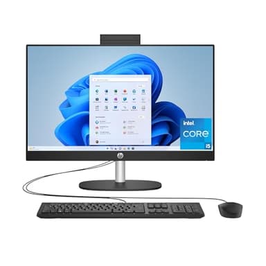 HP 24 inch All-in-One Desktop PC, FHD Display, Intel Core i5-1334U, 8 GB RAM, 256 GB SSD, Intel UHD Graphics, Windows 11 Home, Jet Black, 24-cr0320 (2024)
