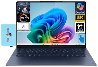 Lenovo Yoga Slim 7X Copilot PC Laptop 14.5" Touchscreen OLED 3K 1000 nits Display (Snapdragon X Elite X1E-78-100, 16GB LPDDR5X, 512GB SSD, Backlit KB, WiFi 7, Win 11 Home) w/DKZ USB Port Expander