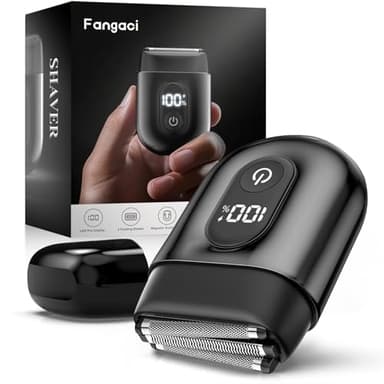 Fangaci Electric Foil Shavers for Men: Mini Electric Razor with Big LED Display & 3 Floating Blades - IPX7 Waterproof Wet Dry Face Razor, USB Type C Valentine's Day Gifts