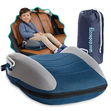 Hiccapop UberBoost Inflatable Booster Car Seat | Travel Booster Car Seat | Portable Booster Seat for Toddlers, Kids, Child (Navy/Gray)