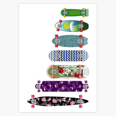 Skateboard Size Comparison Diagram Sticker Decal Laptop Car Window Vinyl 5"