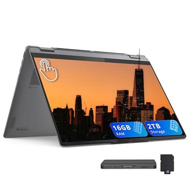 Lenovo Yoga 7i 2-in-1 16" 2K Touchscreen Laptop, Intel Core Ultra 7 256V, 16GB LPDDR5X, 2TB(1TB SSD+1TB Docking Station), Arc Graphics, Fingerprint, Backlit Keyboard, Wi-Fi 7, Windows 11, Gray