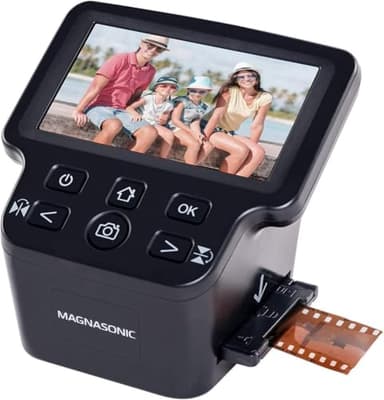 Magnasonic All-in-One 24MP Film Scanner with Large 5" Display & HDMI, Converts 35mm/126/110/Super 8 Film & 135/126/110 Slides into Digital Photos, Built-in Memory (FS71)