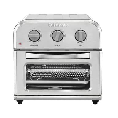 Cuisinart Compact Air Fryer Toaster Oven, Stainless Steel Fryer with 6-in-1 Functions, Adjustable Temperature, Includes Oven Rack, Baking Pan and Air Fry Basket, TOA-26