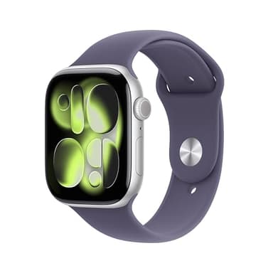 Apple Watch Series 11 [GPS 46mm] Smartwatch with Silver Aluminum Case with Purple Fog Sport Band - M/L. Sleep Score, Fitness Tracker, Health Monitoring, Always-On Display, Water Resistant