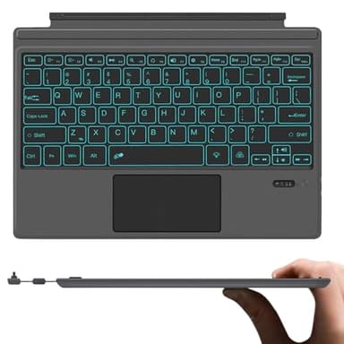 Wireless Keyboard Type Cover Trackpad Mouse Replacement for Microsoft Surface Pro 7 Pro 6 Pro 5 Pro 4 Pro 3 Bluetooth 7-Color LED Backlit Ultra-Slim Rechargeable Battery Multi-Touch